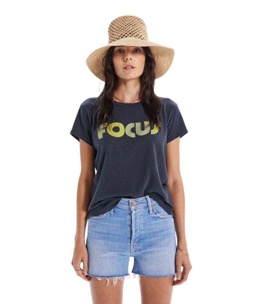 Mother The Boxy Goodie Goodie Focus Graphic T-Shirt Washed Black Indie Grunge